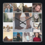 Horloge Carrée Créer un Modèle de collage photo 13 personnalisé<br><div class="desc">13 Photo et Modèle de texte .. simplement ajouter vos propres photos à cette grande horloge murale .. facile à personnaliser .. personnalisable horloge modèle photo de Ricaso - idéal cadeaux-idées</div>