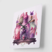 Horloge Carrée Créez vos propres bouteilles de potion (Angle)
