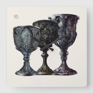 Horloge Carrée Créez vos propres chalices noires gothiques