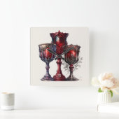 Horloge Carrée Créez vos propres choix gothiques rouges (Maison)