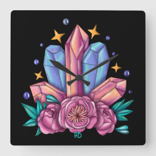 Horloge Carrée Créez vos propres cristaux et Roses