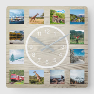 Horloge Carrée Créez votre collection photo personnalisée Nature 