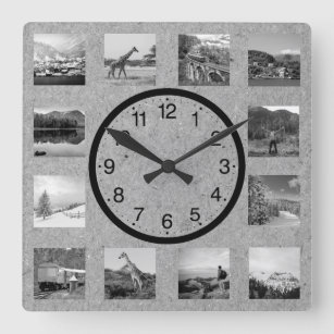 Horloge Carrée Créez votre collection photo personnalisée Nature 