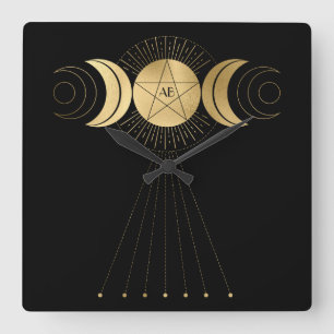 Horloge Carrée Créez votre propre Arcane d'or Haut Prêtre Tarot