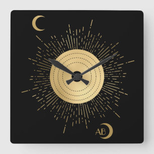 Horloge Carrée Créez votre propre Arcane d'or Sun Tarot