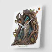 Horloge Carrée Créez votre propre assistant d'arbre sculpté de Fa (Angle)