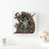 Horloge Carrée Créez votre propre assistant d'arbre sculpté de Fa (Maison)