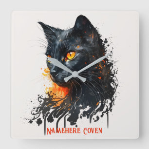 Horloge Carrée Créez votre propre chat noir fière