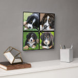 Horloge Carrée Créez votre propre collection de photos de famille<br><div class="desc">Create your own family photo collage Square Wall Cloc Add your most photo to personalize.</div>