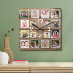 Horloge Carrée Créez votre propre collection de photos de famille<br><div class="desc">Affichez l'amour et le rire de votre famille avec notre horloge murale Créer votre propre collection de photos de famille 16. Cette horloge unique vous permet de créer un collage personnalisé de 16 photos, ce qui en fait une façon parfaite de célébrer votre famille et vos enfants. Le style de...</div>