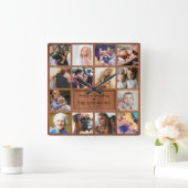 Horloge Carrée Créez votre propre collection de photos rustiques (Maison)