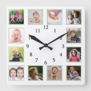 Horloge Carrée Créez votre propre collection photo 12 enfants de 