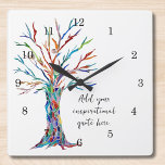 Horloge Carrée Créez Votre Propre Devis De Motivation Inspiration<br><div class="desc">This unique Wall Clock is decorated with a colorful mosaic Tree of Life design. Add your chosen quota to personalize it. Click Customize Further to edit font,  font size and font color. Moaic original © Michele Davies.</div>