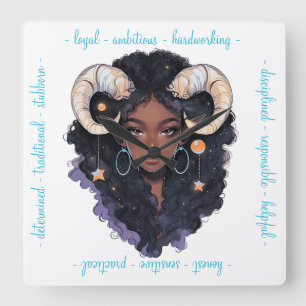 Horloge Carrée Créez Votre Propre Femme Afro-Américaine Capricorn