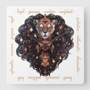 Horloge Carrée Créez Votre Propre Femme Afro-Américaine Lion