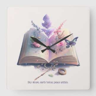 Horloge Carrée Créez votre propre livre d'orthographe de sorcière