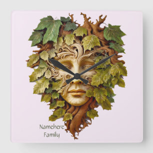Horloge Carrée Créez votre propre Maple Green Man