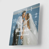 Horloge Carrée Créez votre propre Mariage Anniversaire Texte phot (Angle)