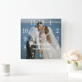 Horloge Carrée Créez votre propre Mariage Anniversaire Texte phot (Maison)