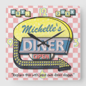 Horloge Carrée Créez votre propre menu Retro 50 personnalisé (Recto)