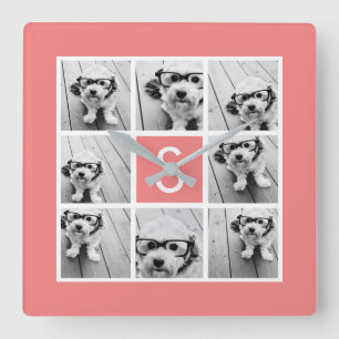 Horloge Carrée Créez votre propre monogramme personnalisé de co