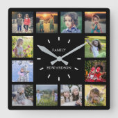 Horloge Carrée Créez votre propre nom de monogramme de collage fa (Recto)