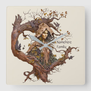 Horloge Carrée Créez votre propre séchoir mystique 3D Faux Bois s