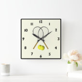 Horloge Carrée Crème double de tennis (Maison)
