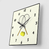 Horloge Carrée Crème double de tennis (Angle)
