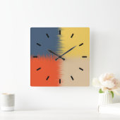 Horloge Carrée Crème jaune de la marine orange (Maison)