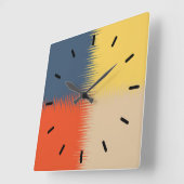 Horloge Carrée Crème jaune de la marine orange (Angle)