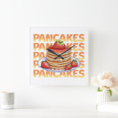 Horloge Carrée Crêpes hachées de fraises (Maison)