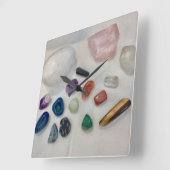 Horloge Carrée Cristaux de guérison (Angle)