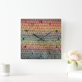Horloge Carrée crochet rayé multicolore (Maison)