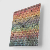 Horloge Carrée crochet rayé multicolore (Angle)