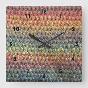 Horloge Carrée crochet rayé multicolore