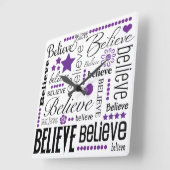 Horloge Carrée Croire la conception de texte d'art Word (Angle)