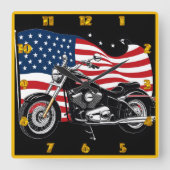 Horloge Carrée Croisière avec fierté à côté du drapeau américain (Recto)