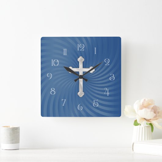 Horloge Carrée Croix blanche Arrière - plan (Maison)