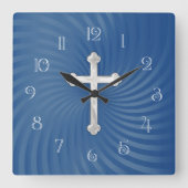 Horloge Carrée Croix blanche Arrière - plan (Recto)