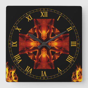 Horloge Carrée Croix Celtique~De La Crucible~Quatre Évangélistes~