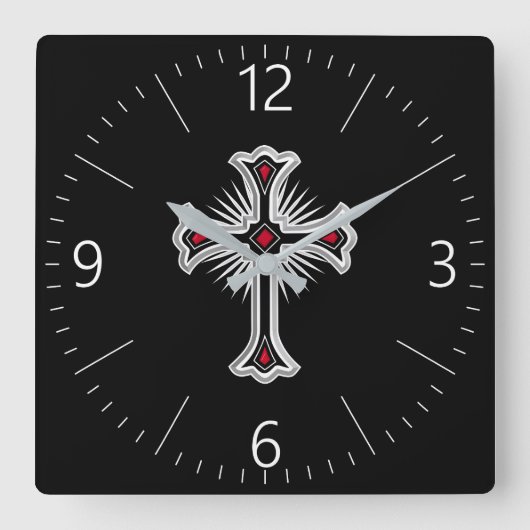 Horloge Carrée Croix chrétienne (Recto)
