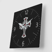 Horloge Carrée Croix chrétienne (Angle)