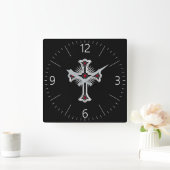 Horloge Carrée Croix chrétienne (Maison)