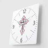 Horloge Carrée Croix chrétienne (Angle)