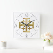 Horloge Carrée Croix chrétienne (Maison)