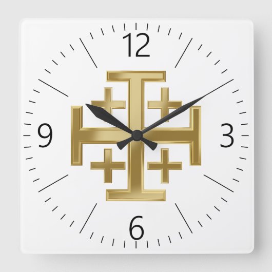 Horloge Carrée Croix chrétienne (Recto)