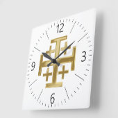 Horloge Carrée Croix chrétienne (Angle)