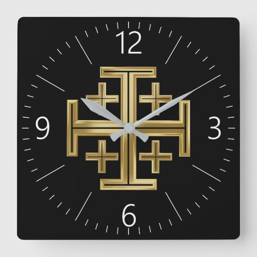 Horloge Carrée Croix chrétienne (Recto)
