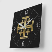 Horloge Carrée Croix chrétienne (Angle)